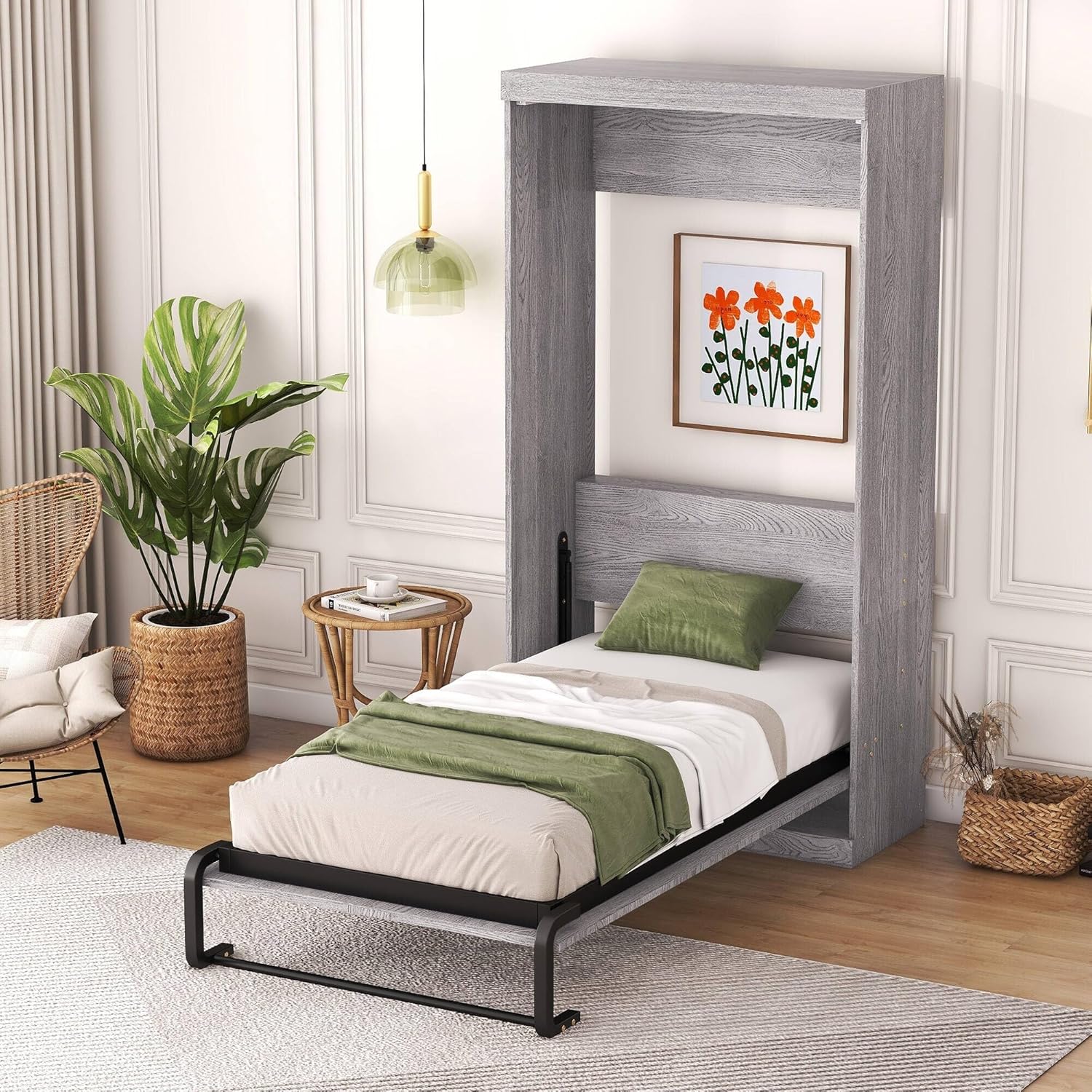 Wooden Murphy Bed, can be Folded into a Cabinet Twin