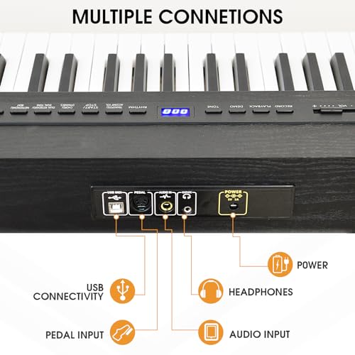 Digital Piano 88 Key Semi Weighted Keyboard, Piano Keyboard 88 Key for Beginners with Lighted Up Keys, Portable Electric Piano with Adjustable Stand,Carrying Case,Sustain Pedal,Headphone (Black)