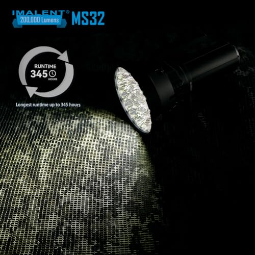 IMALENT MS32 Brightest Flashlight 200,000 Lumens, Cree XHP70.2 LEDs Tactical Flashlights High Lumens with 8 Modes Type-C Rechargeable Flash Light for Outdoor, Emergency and Caving