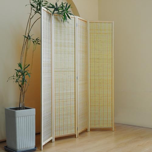 5 Panel Room Divider and Folding Screen Room Divider,Bamboo Room Divider Screen for Room Separation,67" H x 76.75" W