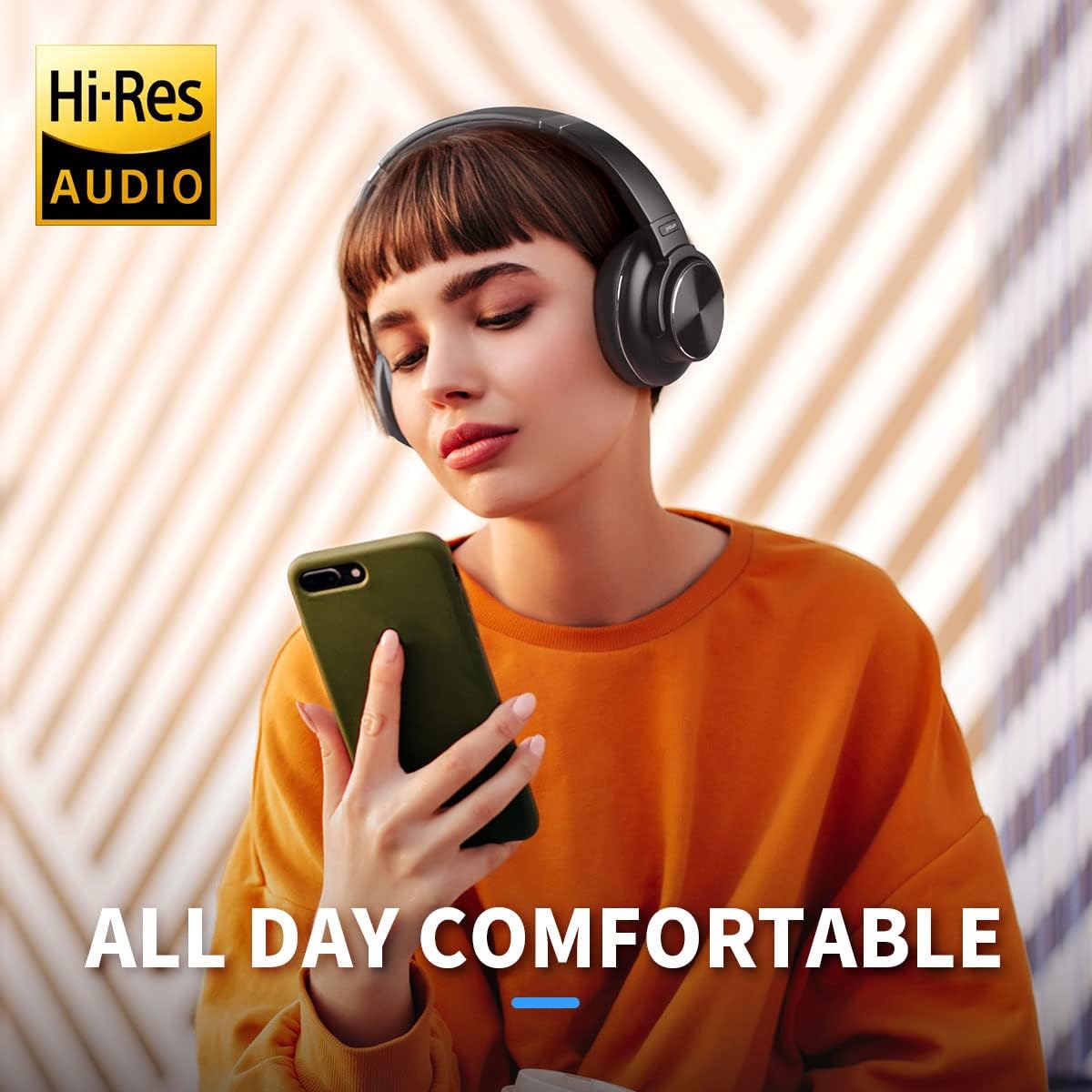 Active Noise Cancelling Headphones, Hi-Res Audio, Bluetooth Headphones with 4-Mic ENC Call, Transparent Mode, 60H Playtime, Wireless Headphones Over Ear with Multipoint Connection for Travel/Home/Work