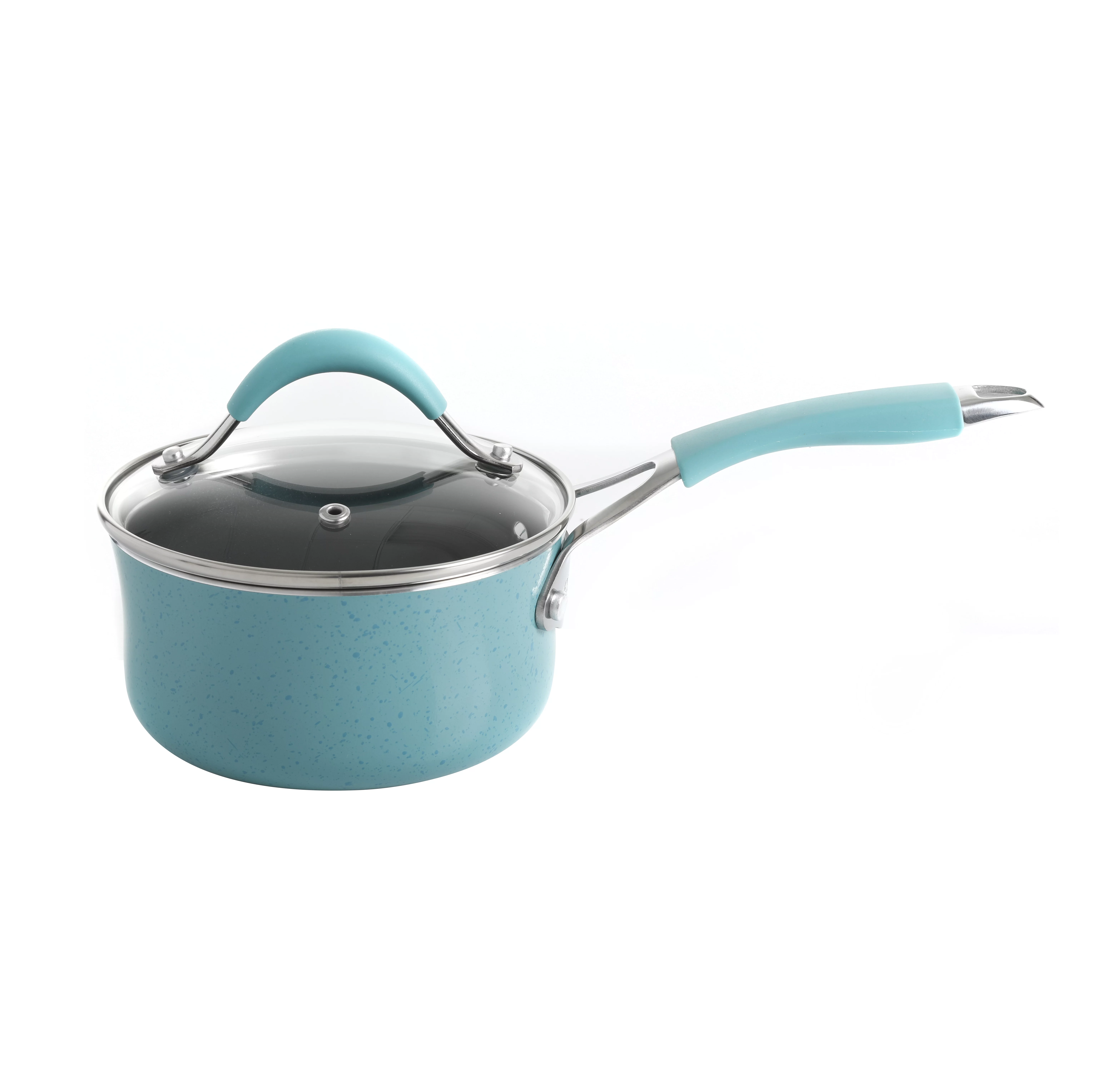 The Pioneer Woman Frontier Speckle 24-Piece Aluminum Cookware Combo Set, Turquoise