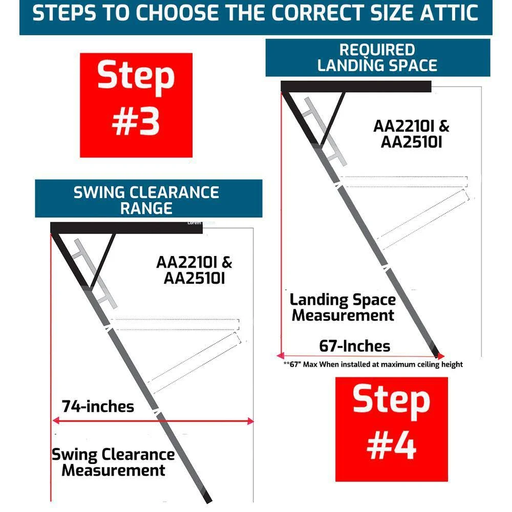 Louisville Ladder 7 ft. 8 in. to 10 ft. 3 in., 25.5 in. x 54 in. Aluminum Attic Ladder with 375 lbs. Maximum Load Capacity AA251
