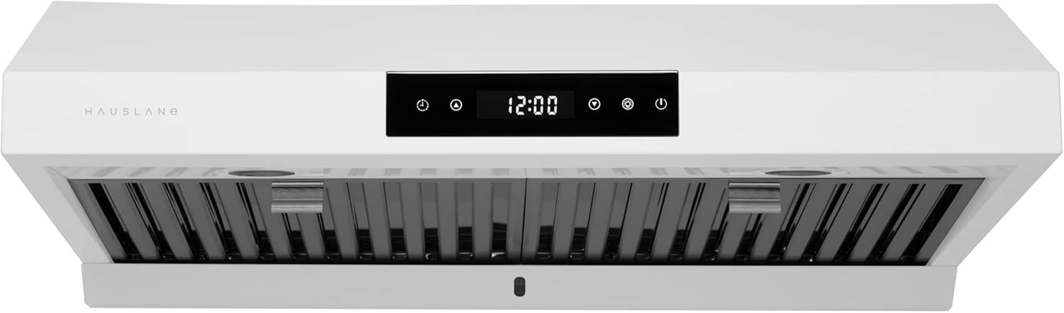 Hauslane | Chef Series 30 PS18 Under Cabinet Range Hood, Matte Black | Pro Performance | Contemporary Design, Touch Screen, Dishwasher Safe Baffle Filters, LED Lamps, 3-Way Venting