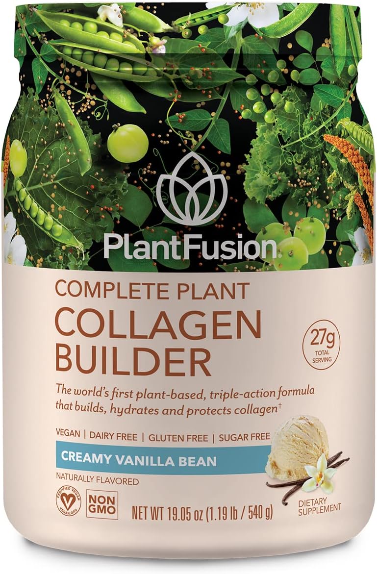 PlantFusion Vegan Collagen Powder, Plant Based Collagen Powder + Vegan Protein for Muscle & Joints, Hair, Skin & Nails, 20 Servings, Vanilla 1.19 lb Pack of 2