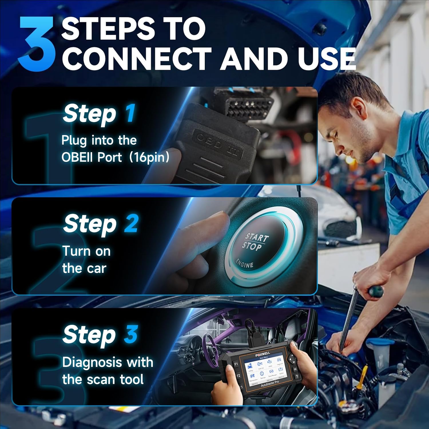 2024 Newest FOXWELL NT614 Elite OBD2 Scanner with 5 Resets ABS Bleeding/SAS Calibration/Oil/EPB/Throttle, Upgrade of NT604 Code Reader Scan Tools, ABS SRS Engine Transmission Battery Test Car Scanner