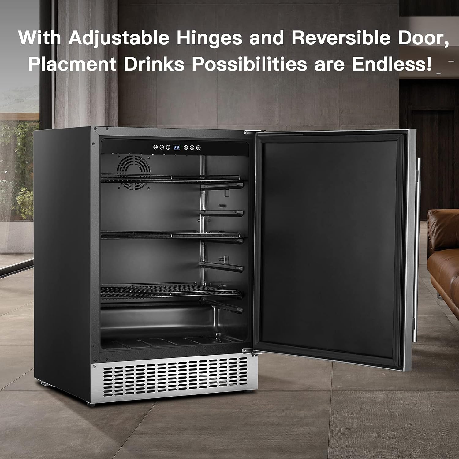 BODEGA Beverage Cooler 24 Inch, Built-in and Freestanding Beverage Refrigerator 180 Cans, Stainless Steel Under Counter Beverage Fridge with Advanced Cooling System, Adjustable Shelf, Energy Saving, Perfect for Soda, Water, Beer, etc.