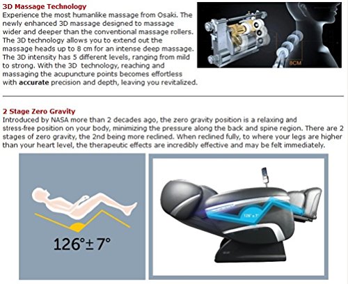 Osaki OS-3D Pro Dreamer Full Body Massage Chair, Foot Rollers, 2 Stage Zero Gravity, Computer Body Scan (Black)