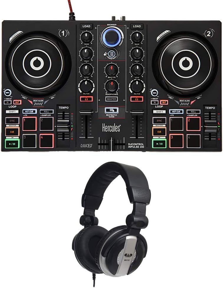 Hercules DJ Control Inpulse 200 DJ Controller with MH110 Studio Headphones