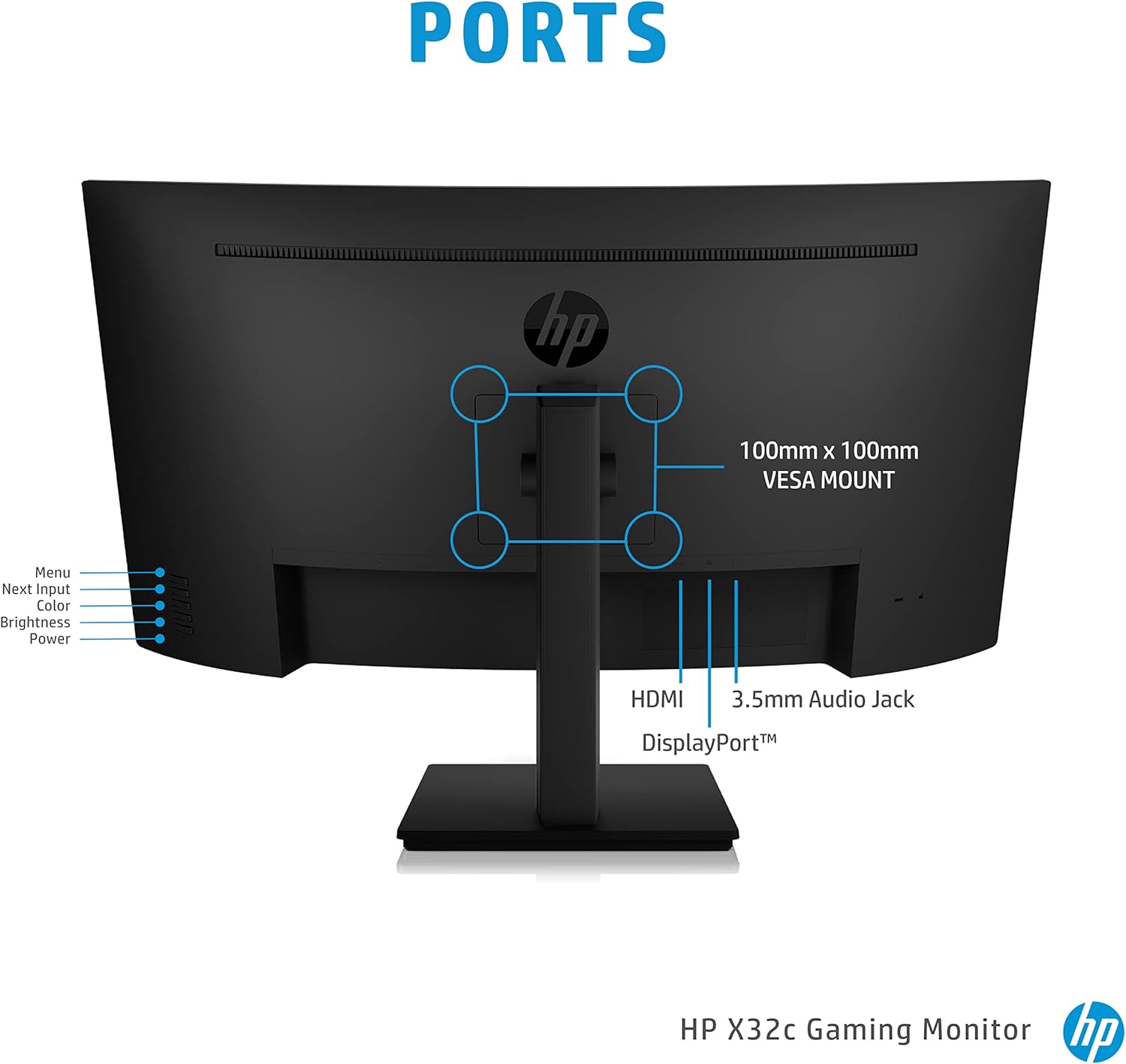HP 32-inch Curved Gaming Monitor VA HA FHD 1ms 165hz Display, EyeSafe, TÜV certified (X32c, Black)