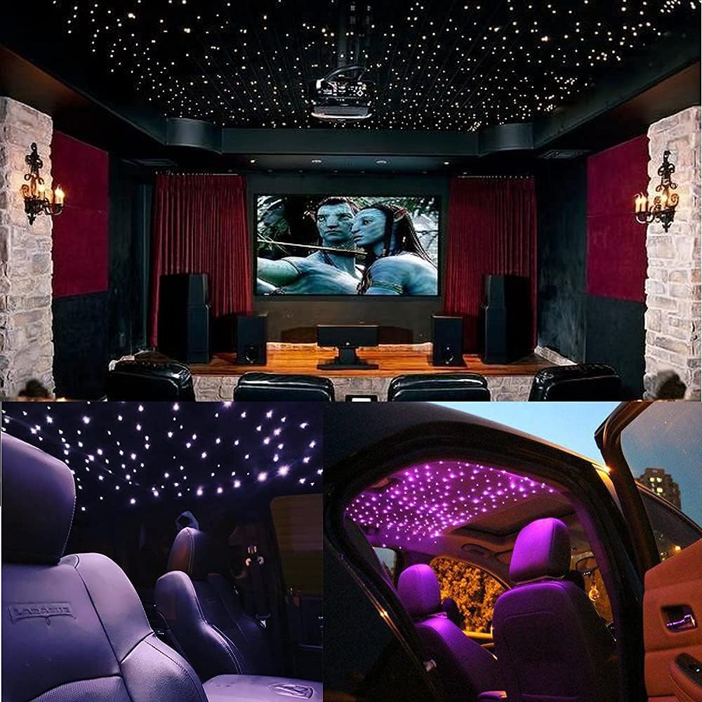 AKEPO Car Home Use 32W RGBW Twinkle+ Sound Activated+ APP Fiber Optic Lights Kit Star Ceiling Sky Light with Total 800pcs in 13.1ft/4m + 9.8ft/3m Long Optical Fiber Cable for Indoor or Interior Decor
