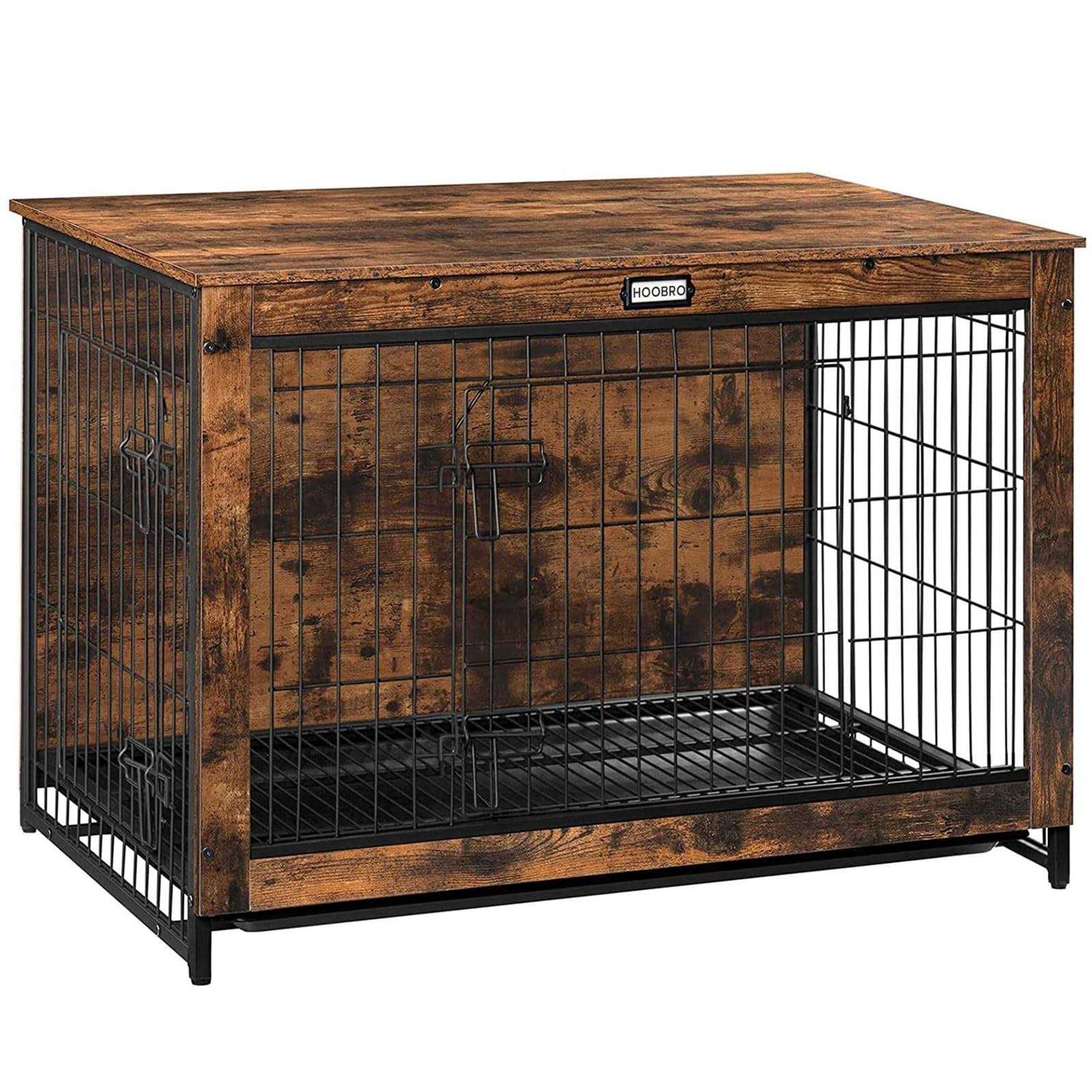 HOOBRO Dog Crate Furniture Large Dog Kennel Indoor 38.6 Wooden Pet Furniture with Pull-Out Tray - Pet Supplies online store
