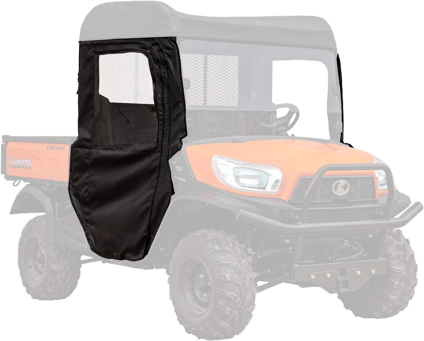 SuperATV Kubota Soft Cab Enclosure Doors (See Fitment) - 2 Soft Doors - Resistant to Punctures, Tears - Protection from UV-Rays - Waterproof - Doors Unzip and Buckle - Everything Included for Install