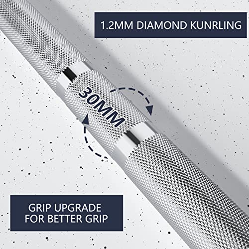 7FT Olympic Barbell Olympic Bar Solid Chrome Barbell 700LBS Load Capacity(2-Inch Plate) for Weightlifting, Squats, Dead-Lifts, Presses, and Lunges