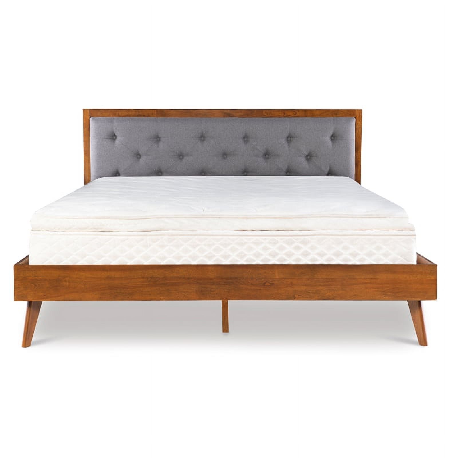 Allora Mid-Century Wood/Polyester King Platform Bed in Medium Brown