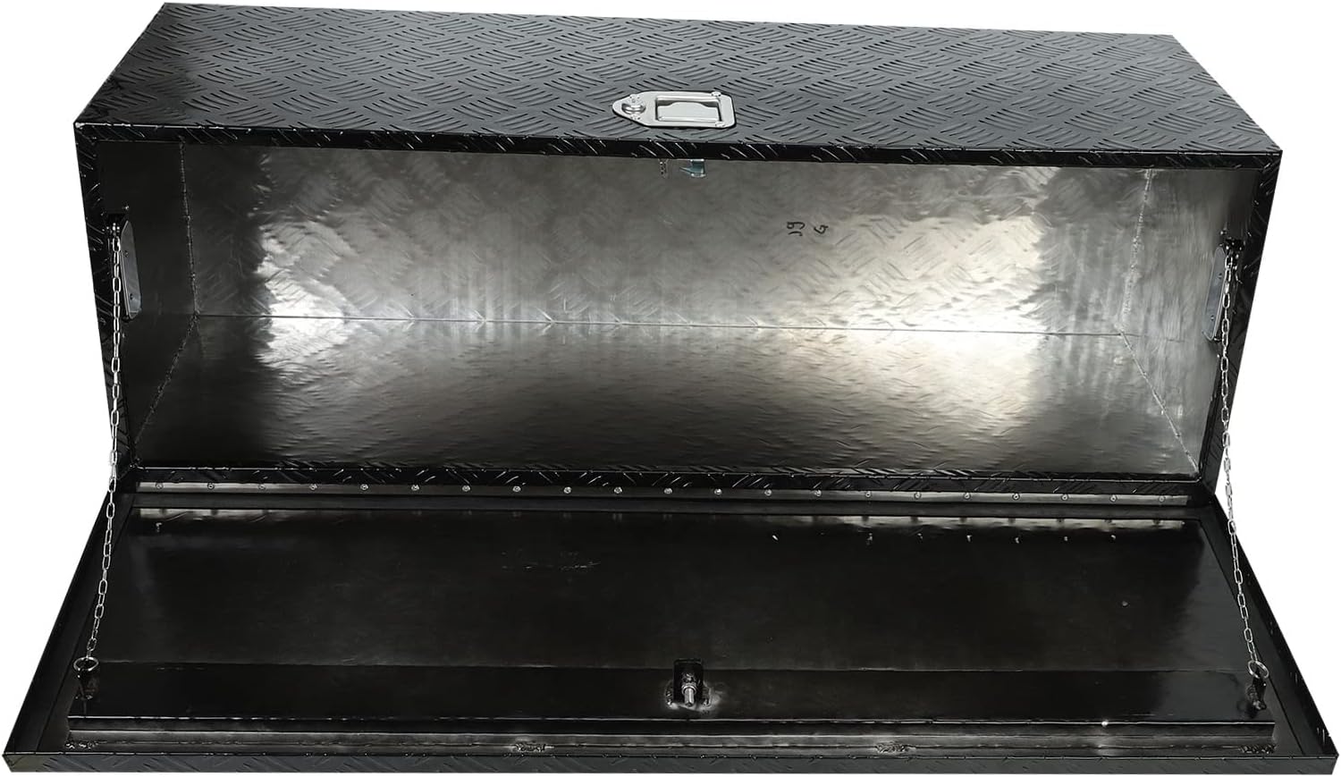 18X17X17.75 Black Aluminum 5 Bar Tread Tool Box Truck Car Outdoor Trailer Pickup Underbody Toolbox,RV Storage Organizer，Underbed Tools Organizer W/Lock Latch w/Keys