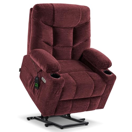 MCombo Power Lift Recliner Chair with Extended Footrest for Elderly People, Fabric 7287 (Navy Blue, Medium)