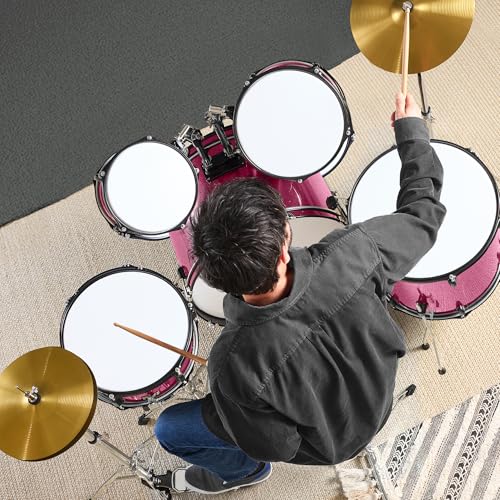 Best Choice Products 5-Piece Full Size Complete Adult Drum Set w/Cymbal Stands, Stool, Drum Pedal, Sticks, Floor Tom - Dark Blue Sparkle