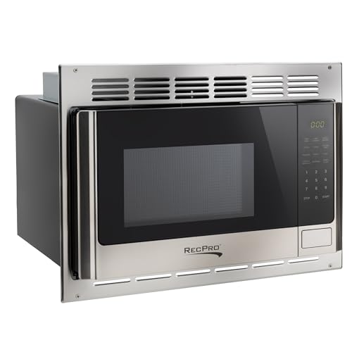 RecPro RV Microwave with Trim Kit | 1.0 Cu. Ft. | 900W | Direct replacement for Greystone and High Pointe