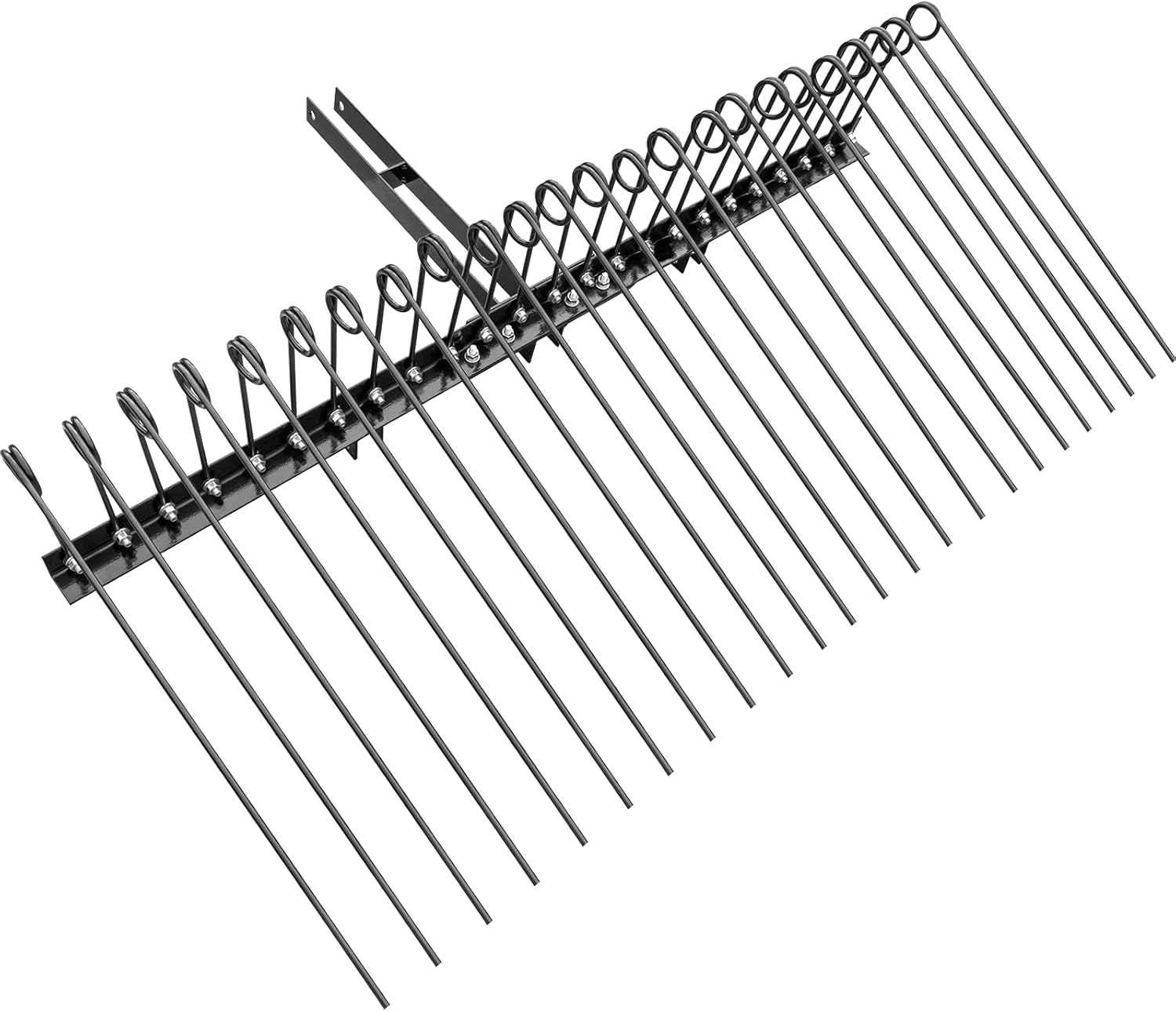 VEVOR Landscape Rake, 60 Inch Wide Tractor Rake, 3-Point Tow Behind Rake with 25.6 Inch Spring Tines, Black Pine Straw Needle Rake Dethatcher, Garden Driveway Rake for ATV UTV and Utility Tractors