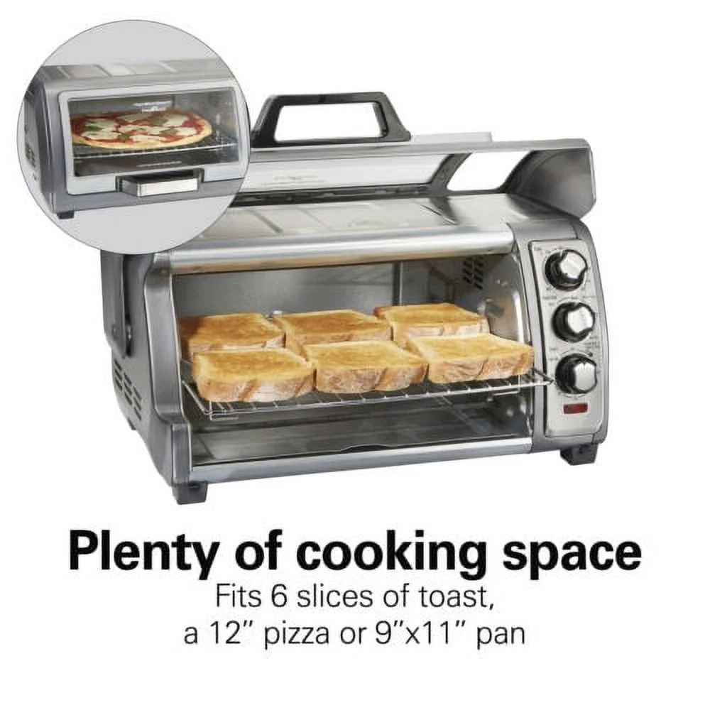 Air Fryer Toaster Oven with Easy Reach Door, 6 Slice Capacity, Stainless Steel