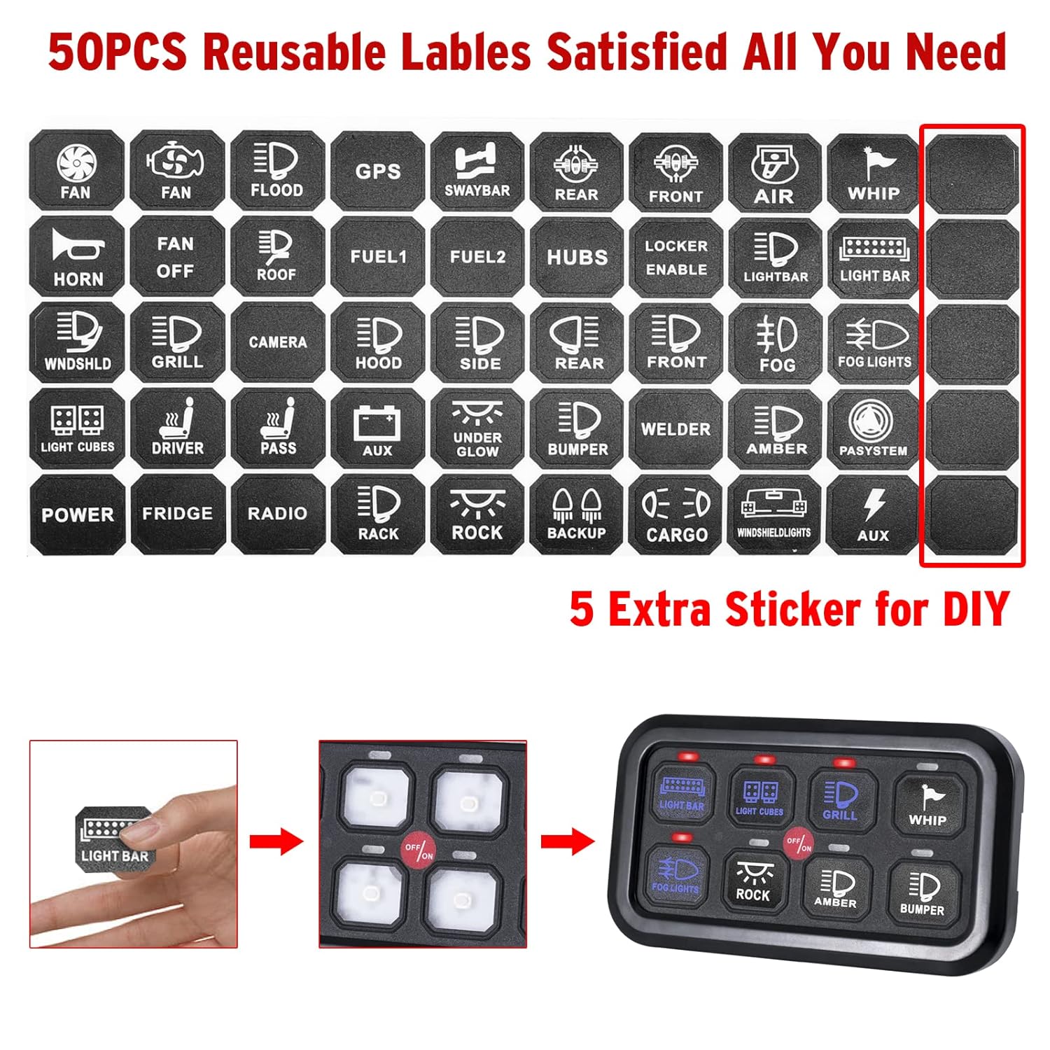 ANGU-OFFROAD 6 Gang Switch Panel, 12V Pod Electronic Fuse System Electronic Fuse System Circuit Control Box with Harness Label Sticker Circuit Control Box Pod for Car Truck Boat ATV UTV Offroad