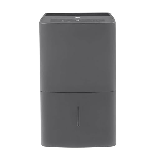 GE 50 Pint Portable Large Room Dehumidifier with Humidistat & Built-in Pump for Bathroom, Bedroom, Basement, and Home Wet Spaces, Gray (Renewed)