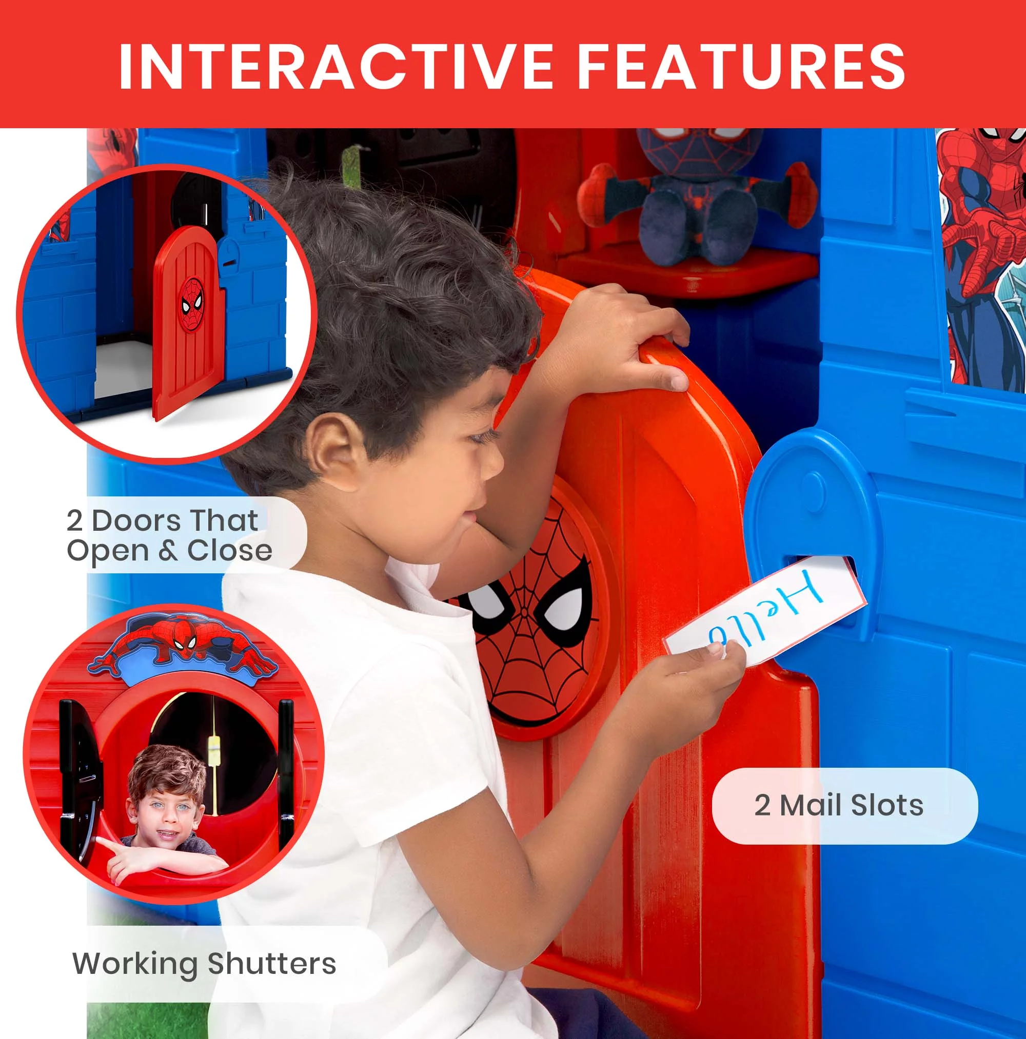 Marvel Spider-Man Plastic Indoor/Outdoor Playhouse with Easy Assembly by Delta Children, Blue/Red