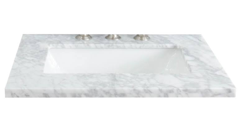 Bellaterra (30mm) 25 Inches White Carrara Top-Single Rectangle Sink