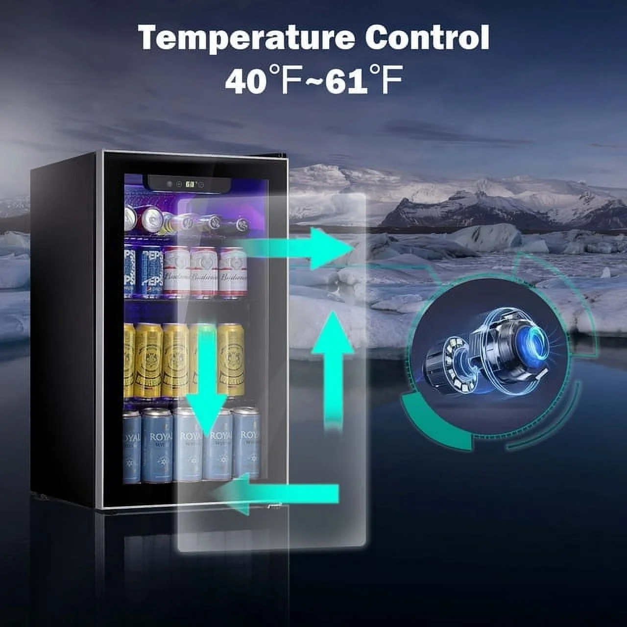 KISSAIR 3.2 Cu.ft Beverage Refrigerator Cooler -120 Can Mini Fridge, Freestanding Wine Chiller, Glass Door for Soda, Beer or Wine Constant Glass Door for Home/Office/Bar-Black