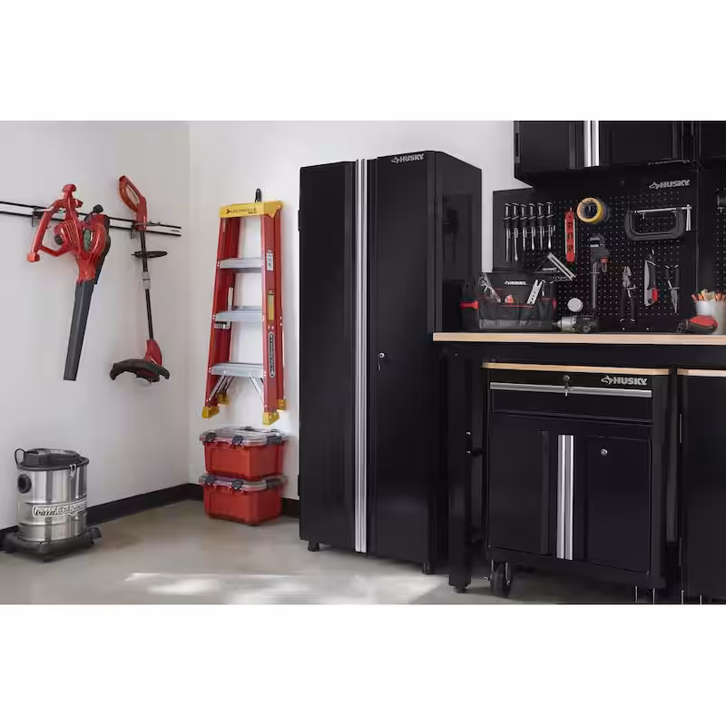 Ready-to-Assemble 24-Gauge Steel Freestanding Garage Cabinet in Black (36.6 in. W x 72 in. H x 18.3 in. D)