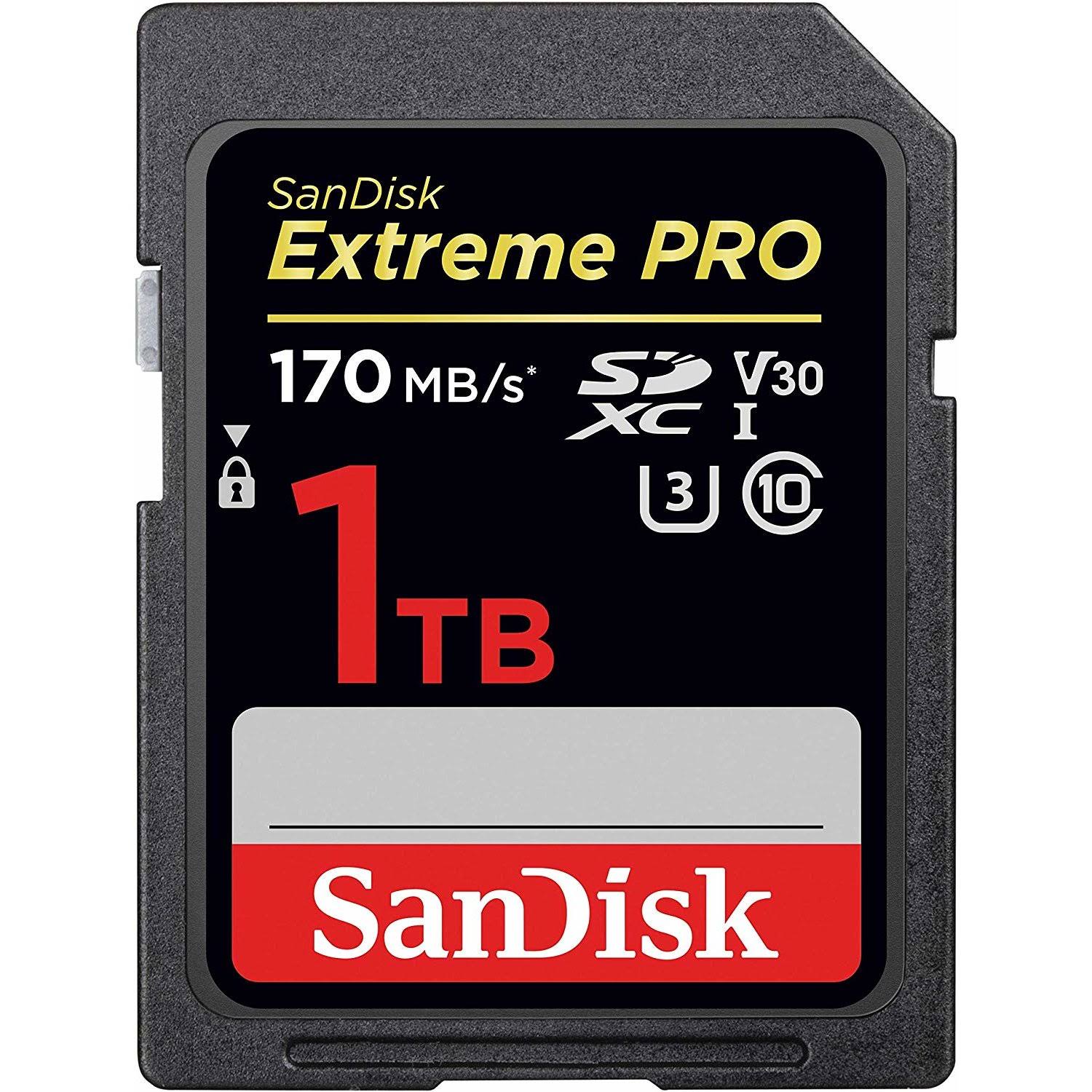 SanDisk 1TB Extreme Pro V30 SD Card (sdxc) UHS-I U3 - 170MB/s