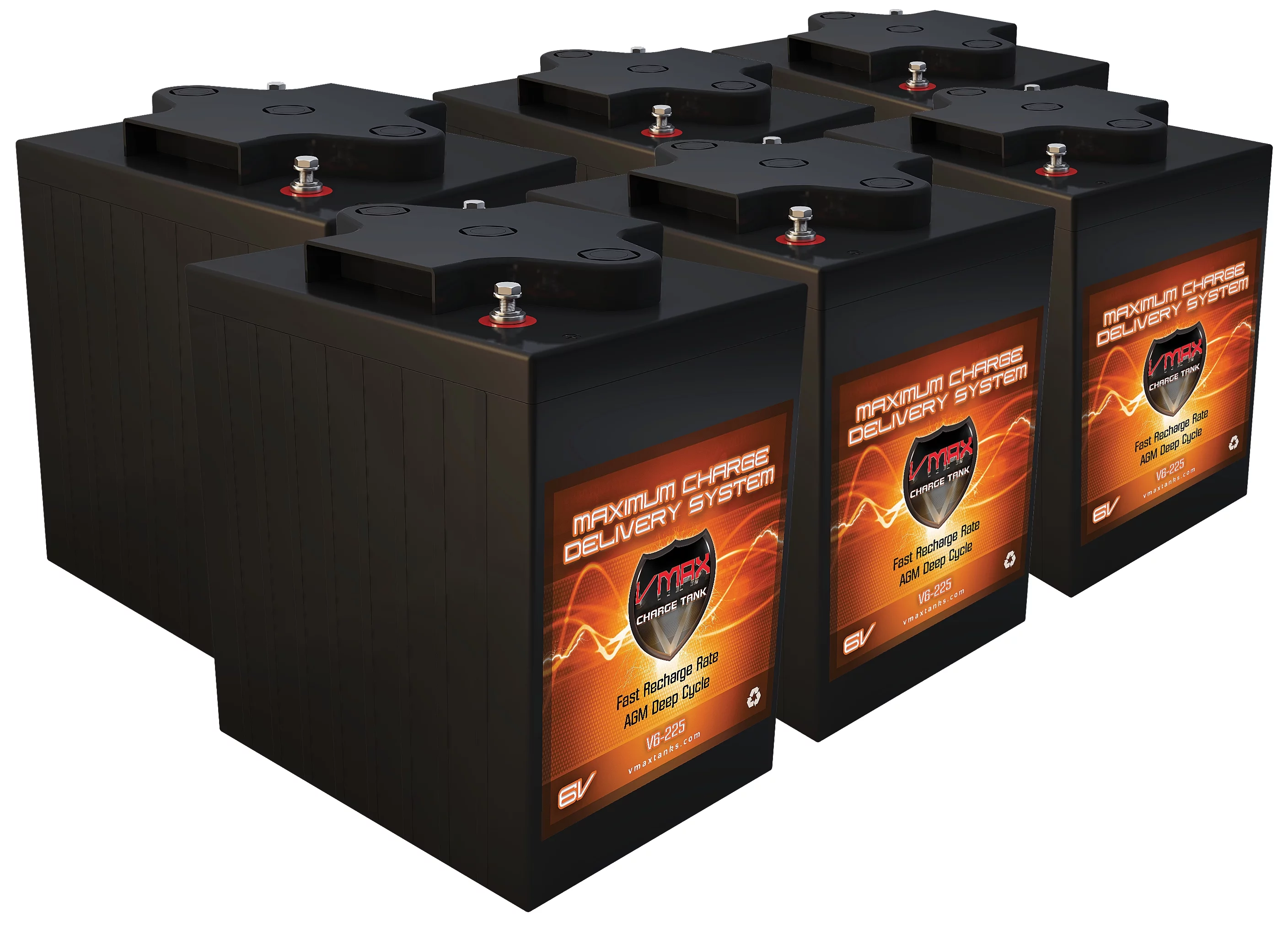 QTY 6 VMAX 6V AGM 36V Battery pkg 225ah 6 volts ea high capacity golf cart solar commercial golf cart maintenance free 6Volt battery - Curated Treasures Market