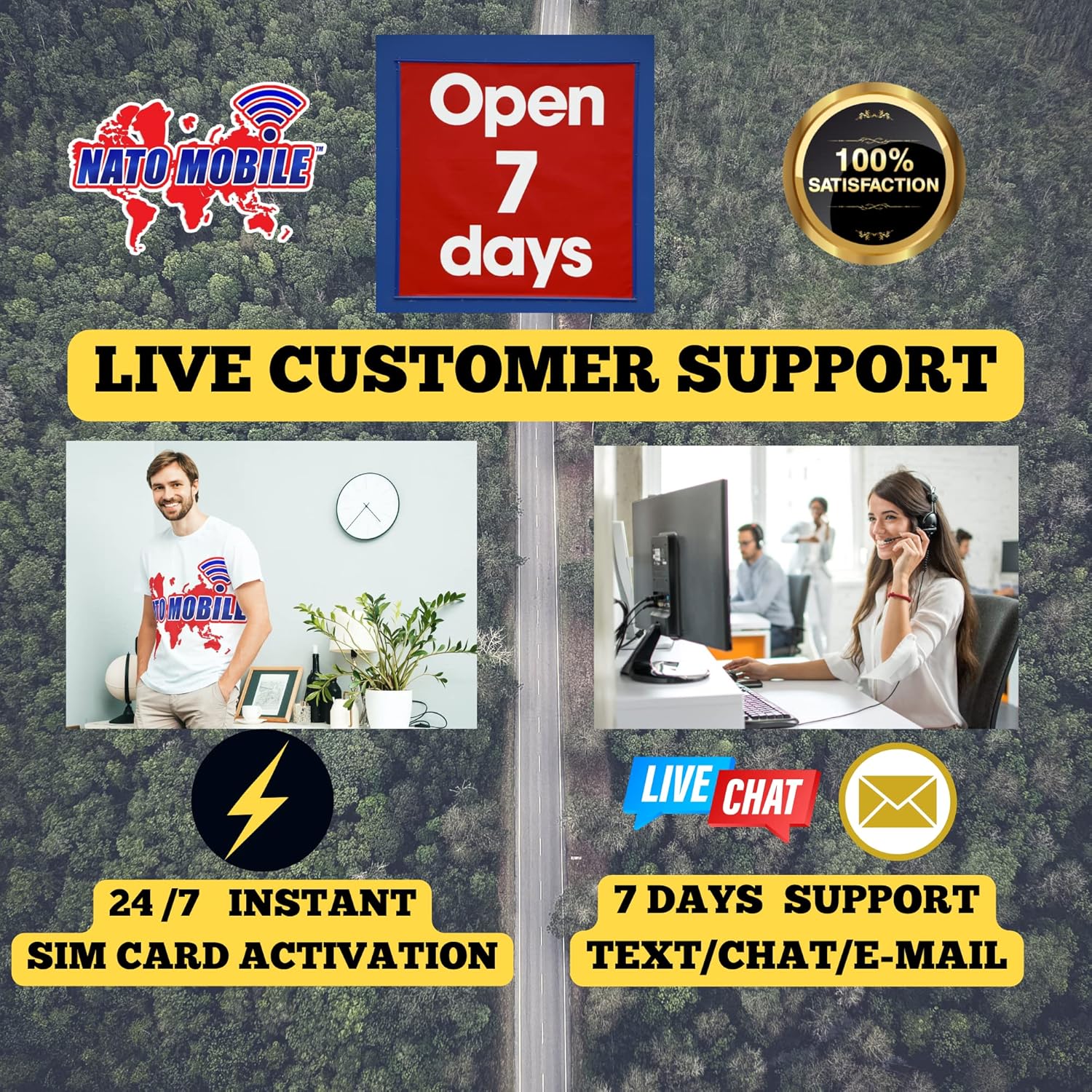 NATO Mobile Prepaid SIM Card | 5GB 180-Day 4G LTE - USA Compatible with AT&T and T-Mobile Networks for Unlocked IoT Device. 500 Text Service & Data Use Only. No Voice Call. Pack of 2