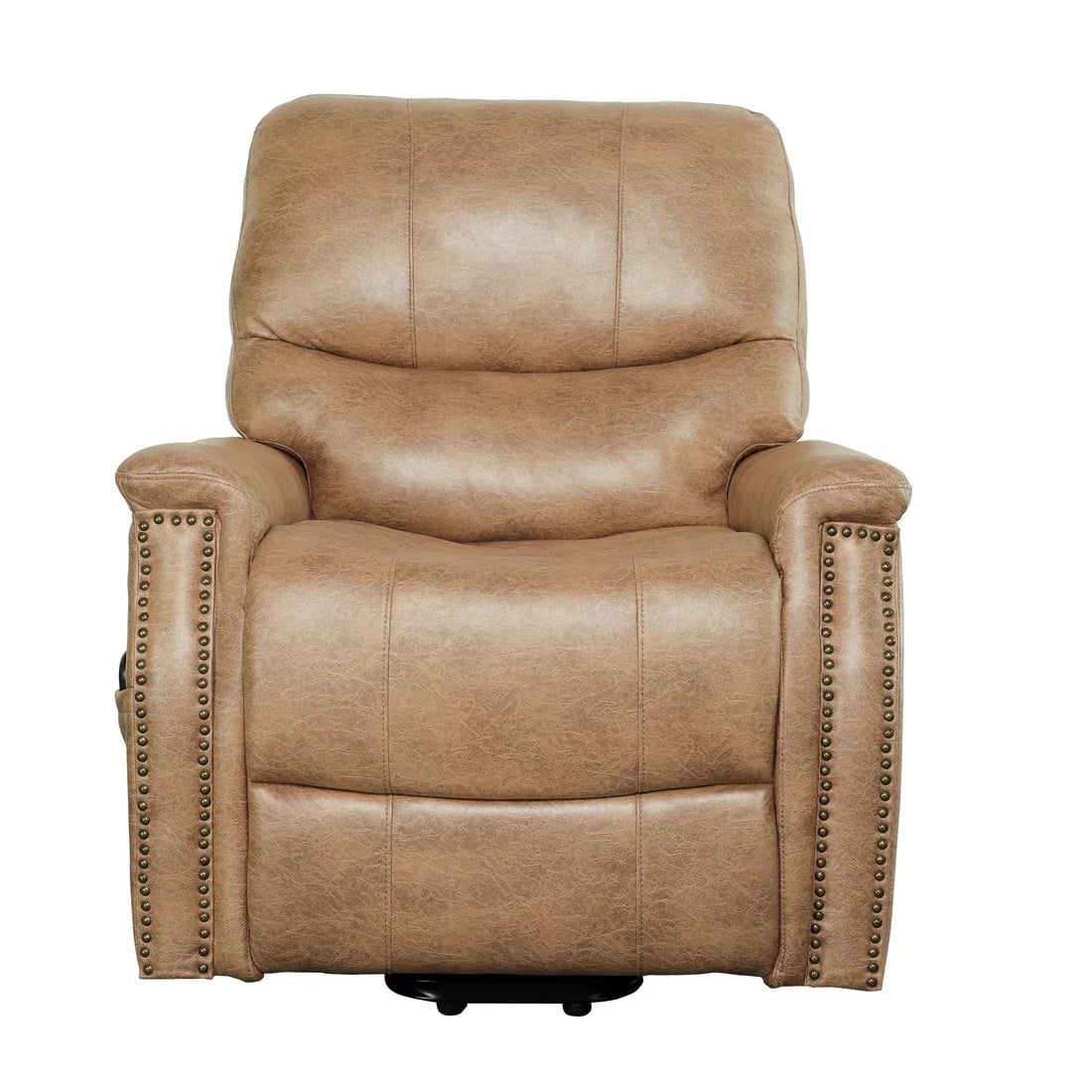 Nathaniel Home Polished Microfiber Power Lift Recliner, Breathable Leather Power Lift Chair, Home Sofa Chairs with Lumbar Support, Mocha