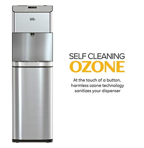 Brio Moderna Touchless Bottom Load Water Cooler Dispenser - Self-Cleaning, Motion Sensor, Tri Temp Dispense, Child Safety Lock, Holds 3 or 5 Gallon Bottles, Digital Display and LED Light