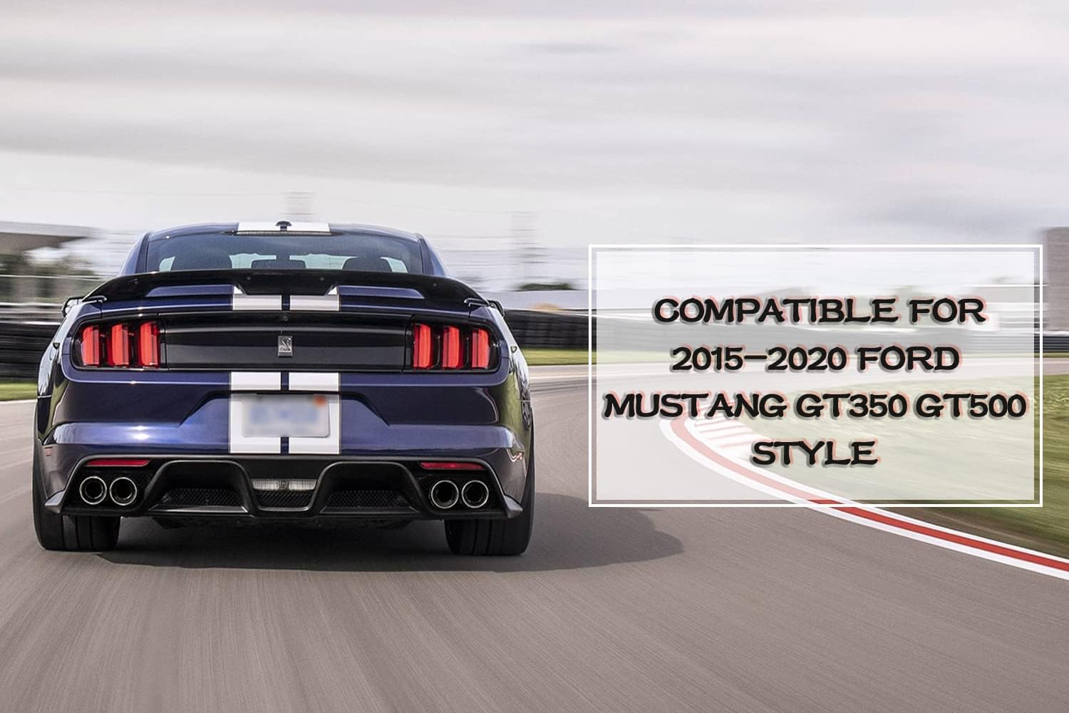 RoyalParts Rear Spoiler Wing Compatible with 2015-2020 2 Door Ford Mustang GT350 GT500 Style Trunk Spoiler( Glossy Black)