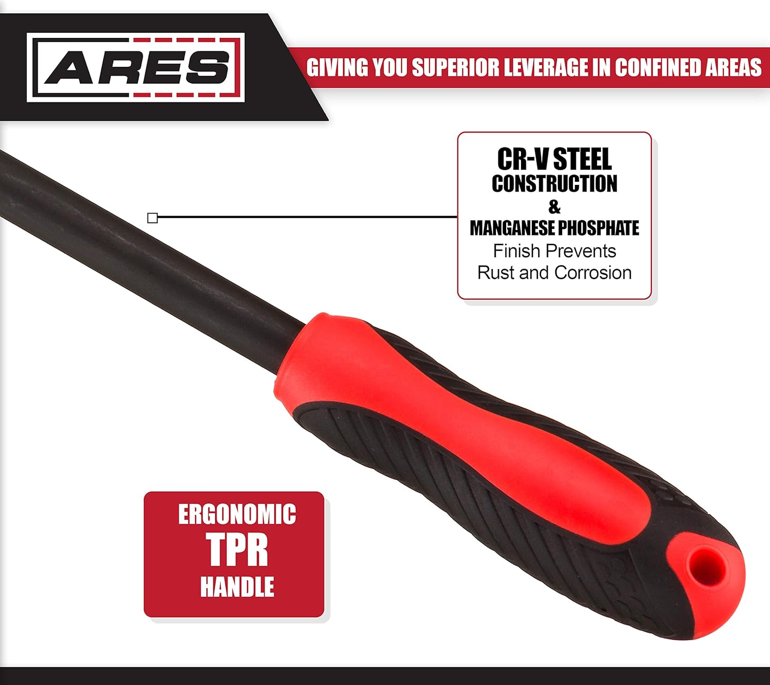 ARES 70184-3-Piece Indexable Pry Bar Set - 11-Position Adjustable Angle Pry Bars - High Strength Chrome Vanadium Steel - Includes 8-Inch, 12-Inch and 16-Inch Indexable Pry Bars Pack of 2