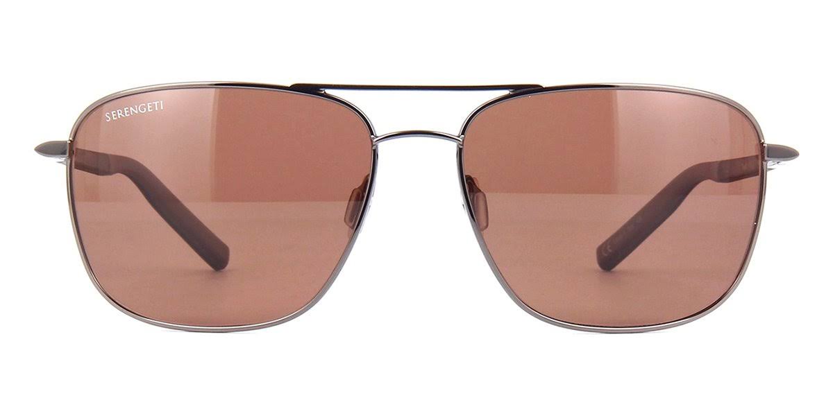 Serengeti Spello Sunglasses (Shiny Gunmetal/Dark Brown/ Chocolate Brown Polarized Drivers)