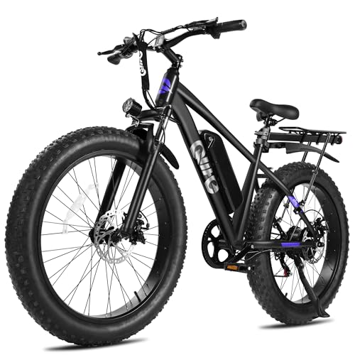 Racer Plus Adult Electric Bicycle, Peak 1000W Motor Electric Bike for Adults, Up to 28MPH 65Miles, 26x4.0 Fat Tire Electric Mountain Bike with 48V 13AH Battery, 7 Speed Front Suspension E Bike