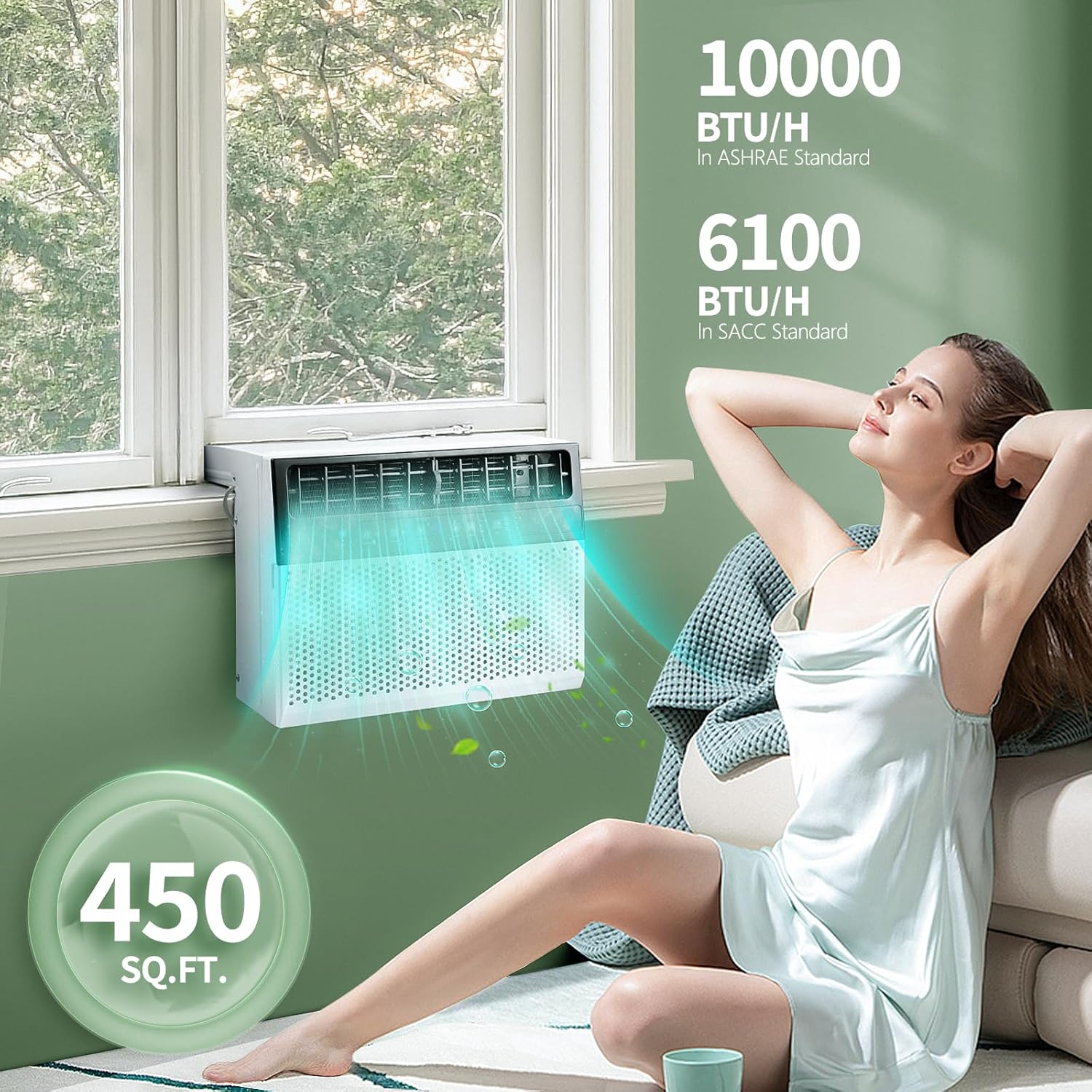 ZAFRO Window Air Conditioner 10000BTU,U-Shaped Cools 400 Sq.Ft.With Remote Control, Ultra Quiet Energy-Efficient Cooling
