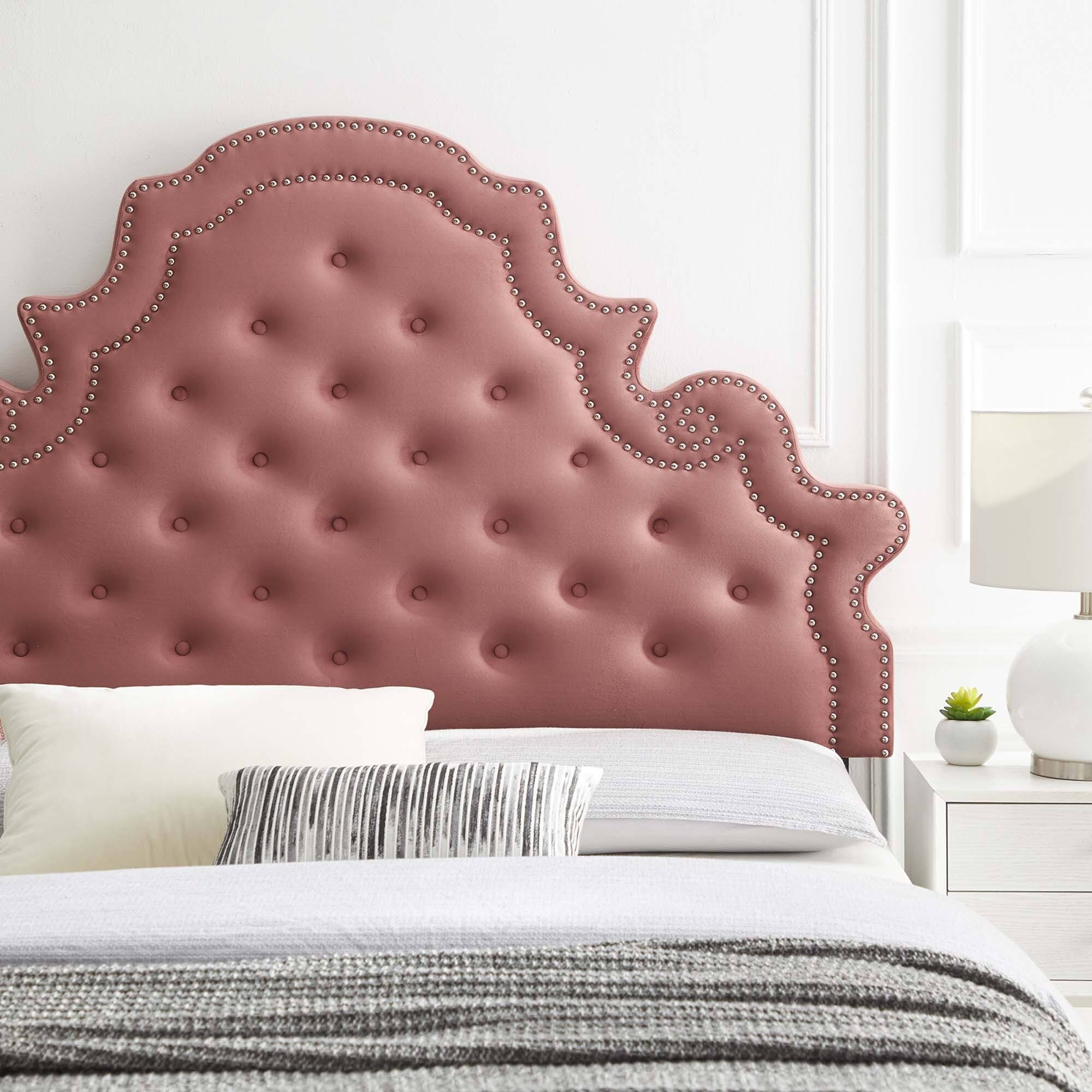 Modway Diana Twin Headboard Tufted Dusty Rose Performance Velvet