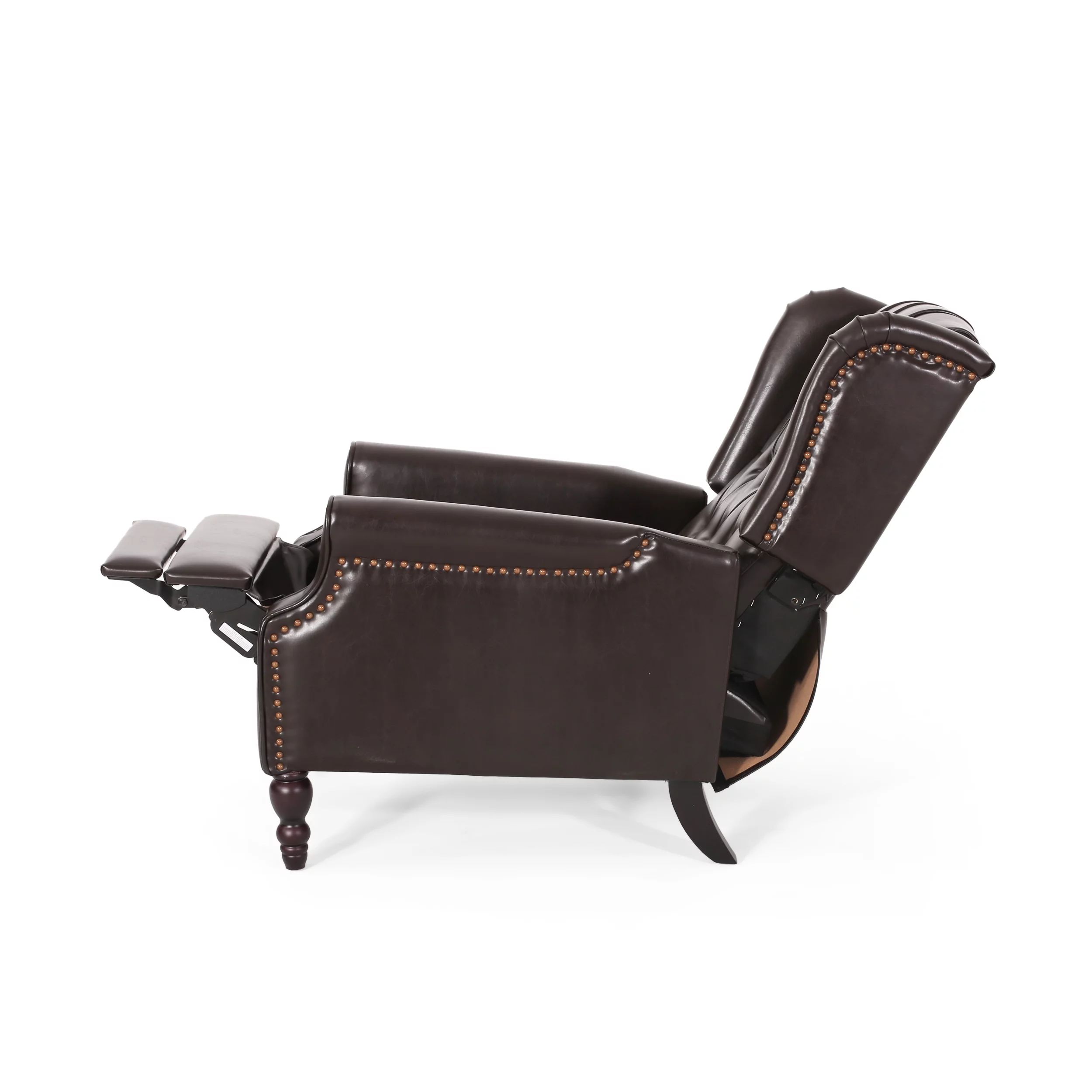GDF Studio Elizabeth Contemporary Tufted Wingback Pushback Recliner, Brown and Dark Brown