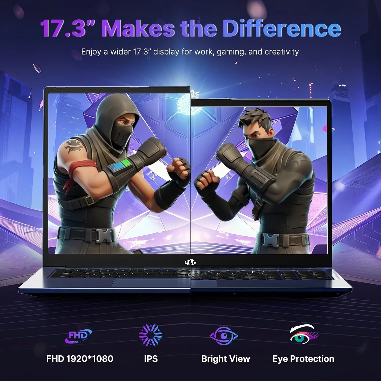 17.3 Gaming Laptop Ryzen 9 8945HS (Beat i9-13900H, Up to 5.2GHz) 32GB RAM, 1TB SSD, Radeon 780M, PD 100W Type-C AI-Enhanced for Copilot VR Ready, Backlit Keyboard, Fingerprint, 75W Battery, Blue