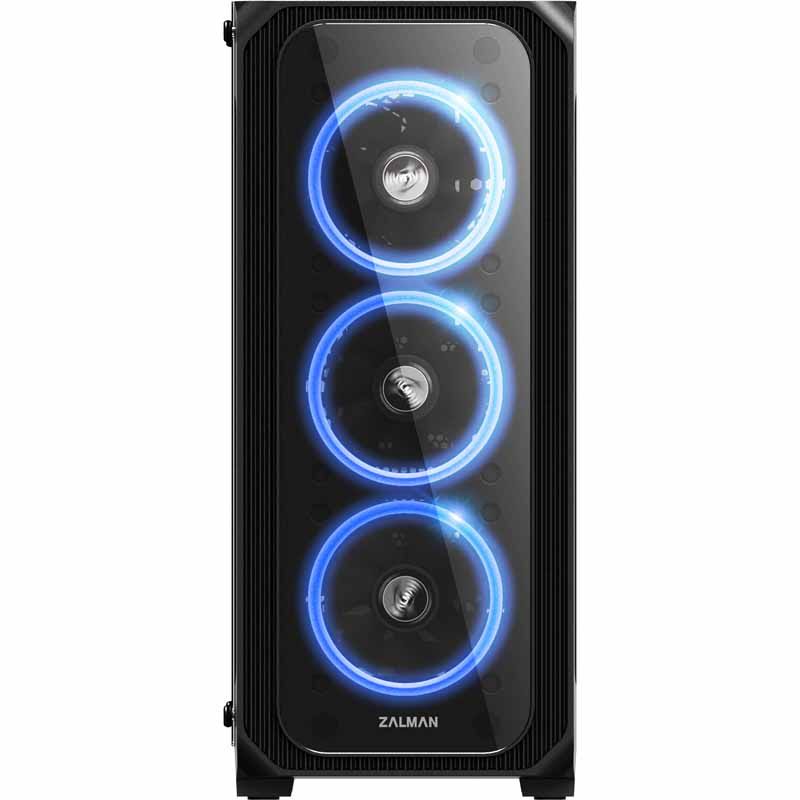 Zalman Z7 Neo ATX Mid Tower Gaming PC Case, Tempered Glass, 4 Pre- Installed 120mm RGB LED Ring Fans