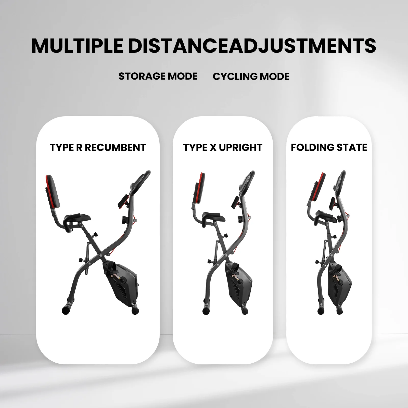 Exercise Bike 3-in-1 Folding Stationary Exercise Equipment 265 LBS Weight Capacity