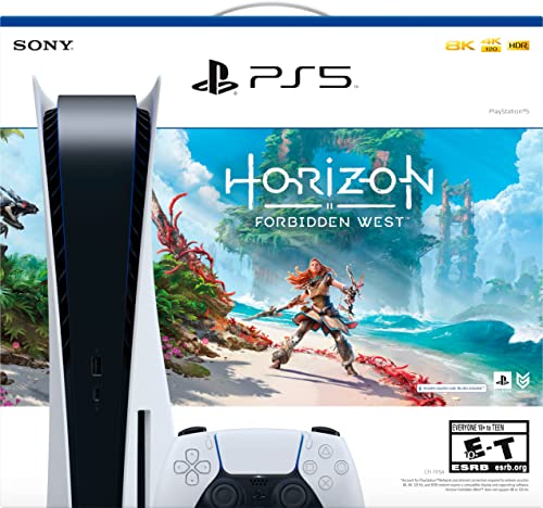 Playstation 5 Disc Version PS5 Console Horizon Forbidden West Bundle - 4K-TV Gaming, 16GB. GDDR-6 RAM, 8K Output, WiFi 6. Ultra-High Speed 825GB SSD - U Deal