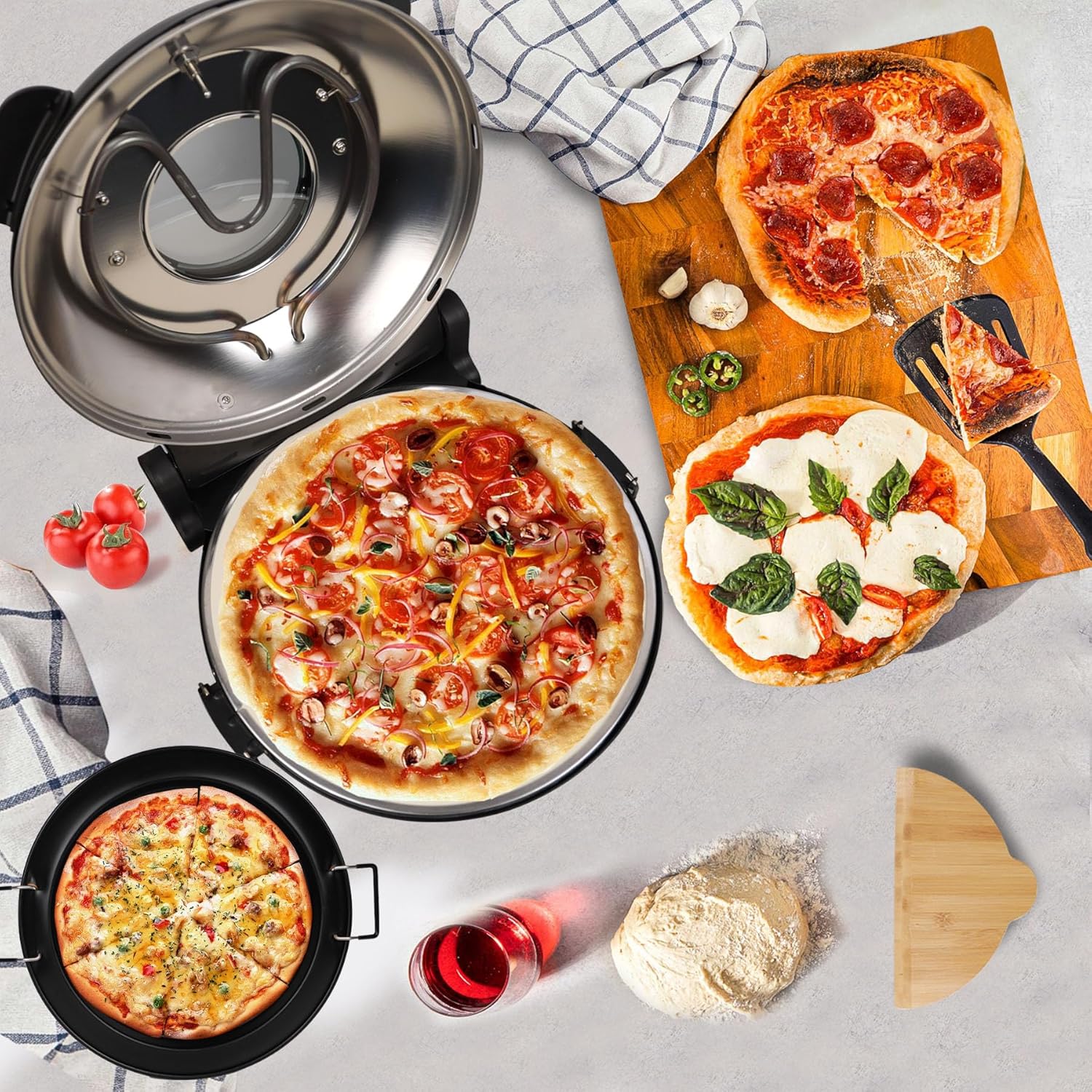Pizza Oven 2024 Electric Pizza Oven Indoor Portable Pizza Maker 12 Inch Countertop Pizza Oven Outside, Pizza Oven Electric Indoor Heats Up To 800˚F Pizza Oven Backyard Pizza Oven As Seen on Tv