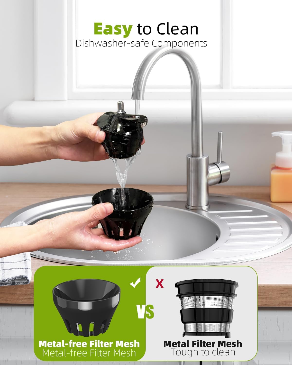 Juicer Machines, TUUMIIST Cold Press Juicer with 4.25'' Large Feed Chute Fit Whole Vegetable And Fruit, Masticating Juicer Easy To Clean, BPA Free(Silvery)