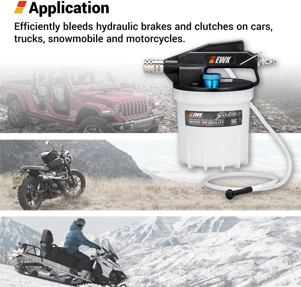 EWK Patented 2L Pneumatic Vacuum Brake Bleeder Fluid Pump with Bleeding Hose